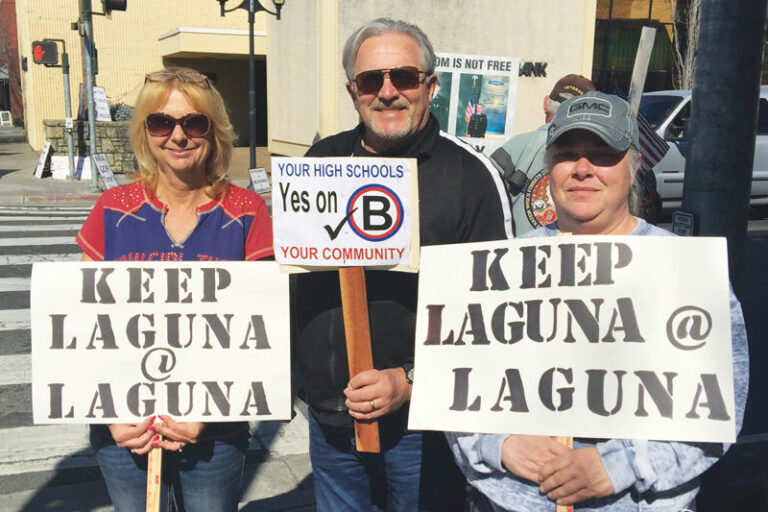 Parents protest a proposal to move Laguna High School