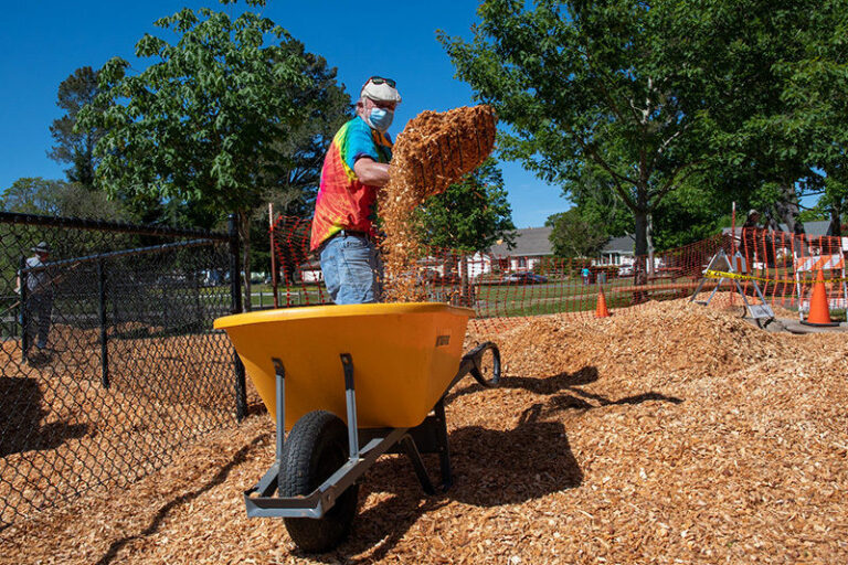 Rotary clubs put the final touches on the play structure in Libby Park