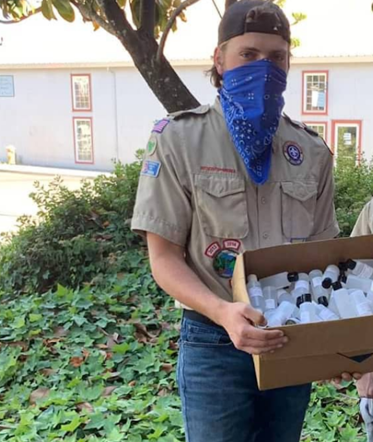 Healdsburg Boy Scout donates hand sanitizer to local homeless organizations