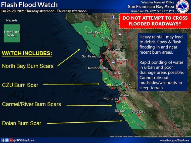 Flash flood watch issued due to incoming atmospheric river