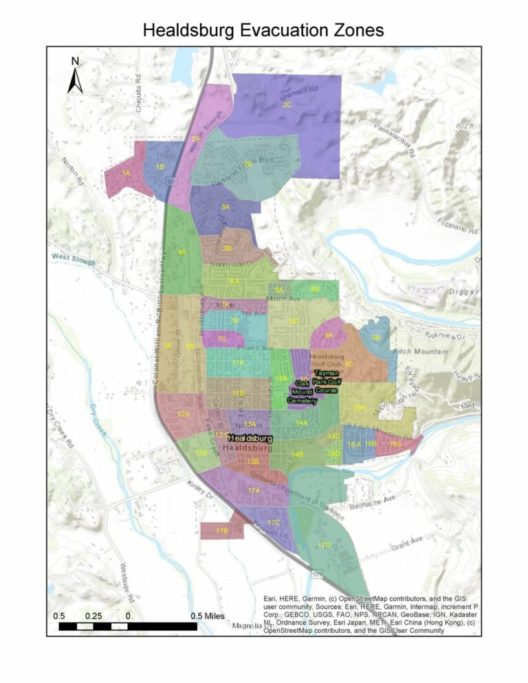 Healdsburg releases its evacuation zone map