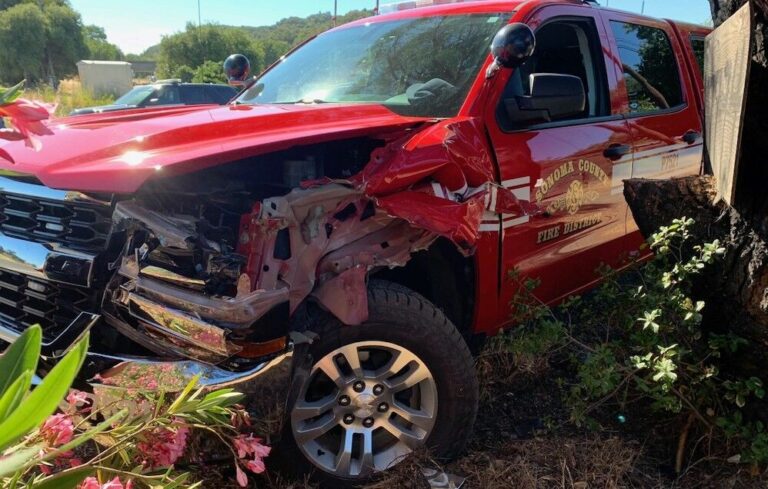 Stolen Windsor fire truck crashed in Healdsburg