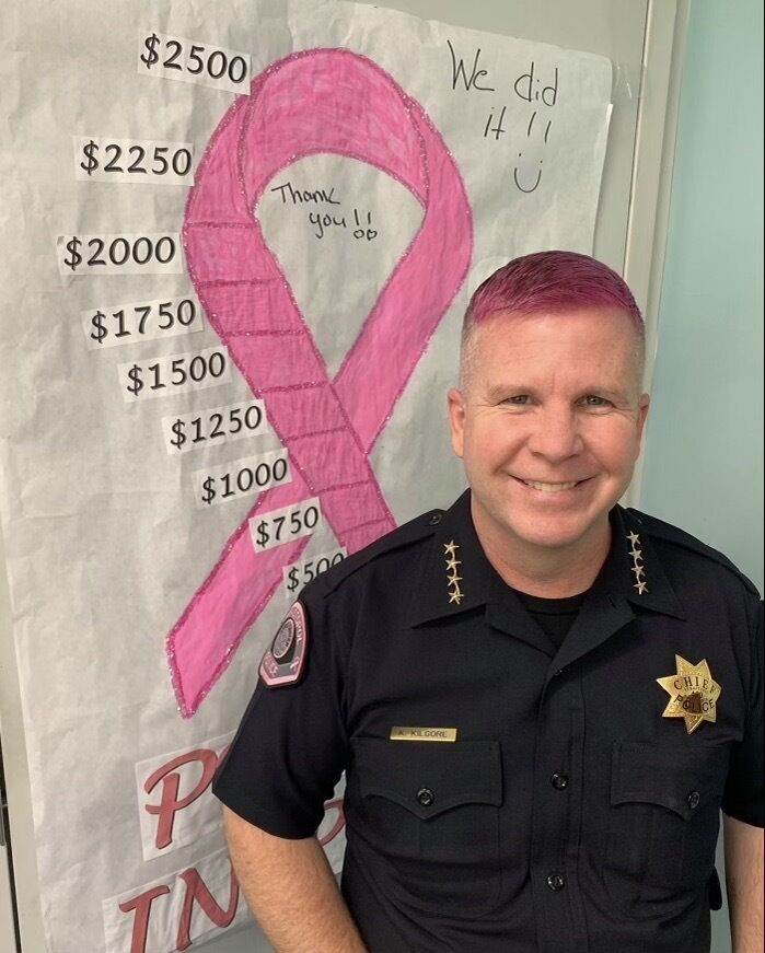 Sebastopol police chief dyes hair pink for breast cancer fundraiser