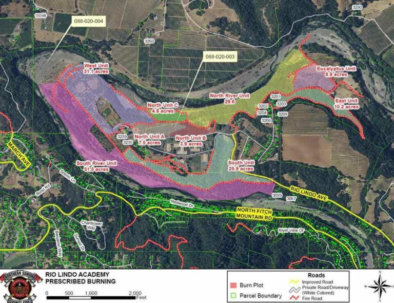 Northern Sonoma County Fire District to conduct prescribed burn today at Rio Lindo Academy