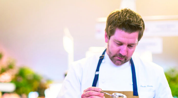 Chef Dustin Valette prepares a dish