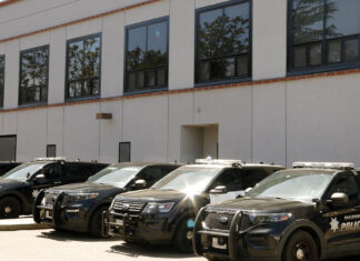 Police cars behind Healdsburg station