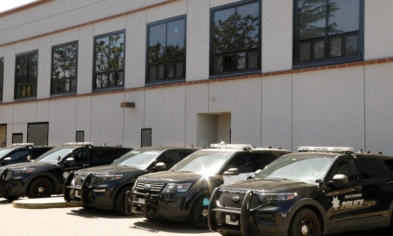 Police cars behind Healdsburg station