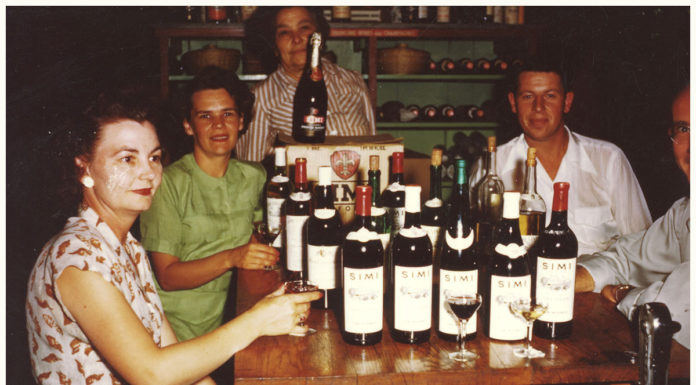 Old photo of Simi winery customers