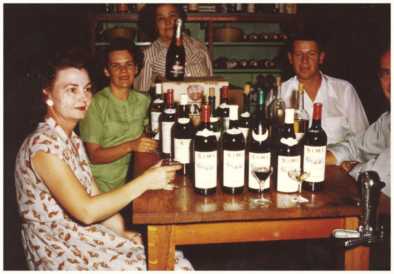 Old photo of Simi winery customers