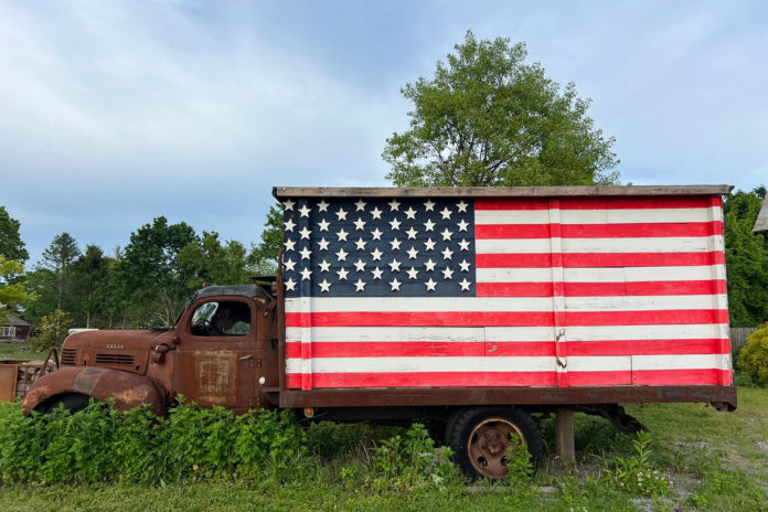 American Flag on truck