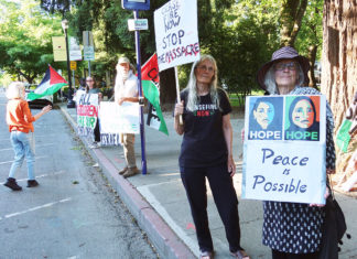 Peace protestors in Healdsburg