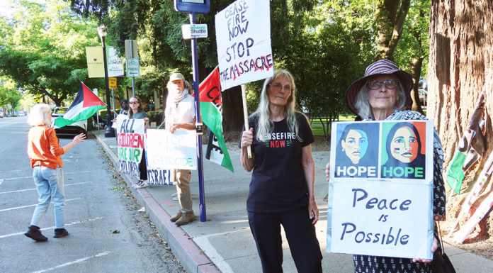 Peace protestors in Healdsburg