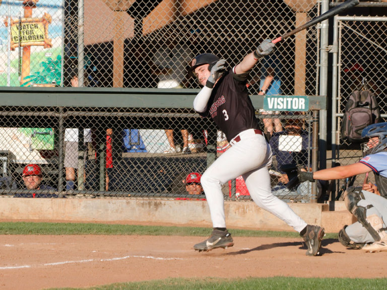 Baseball player gets a hit