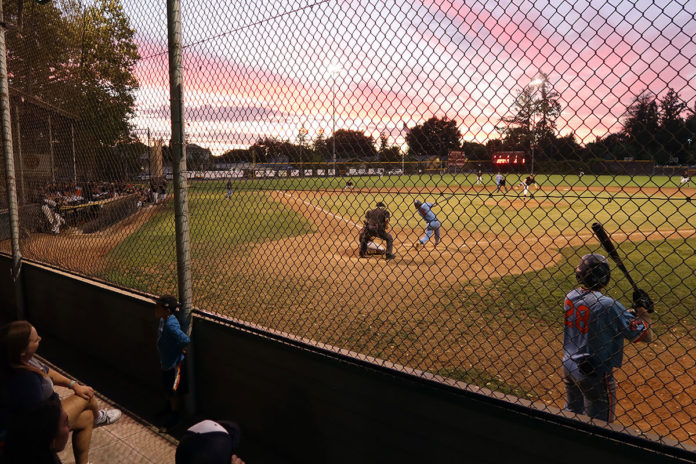 Baseball at sundown