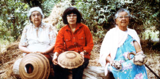 Three Indian basket-weavers