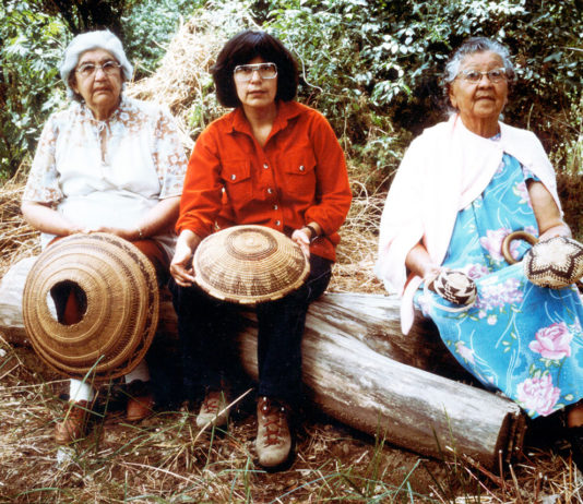 Three Indian basket-weavers