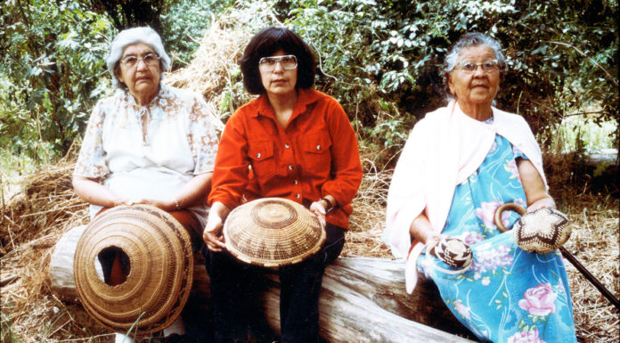 Three Indian basket-weavers