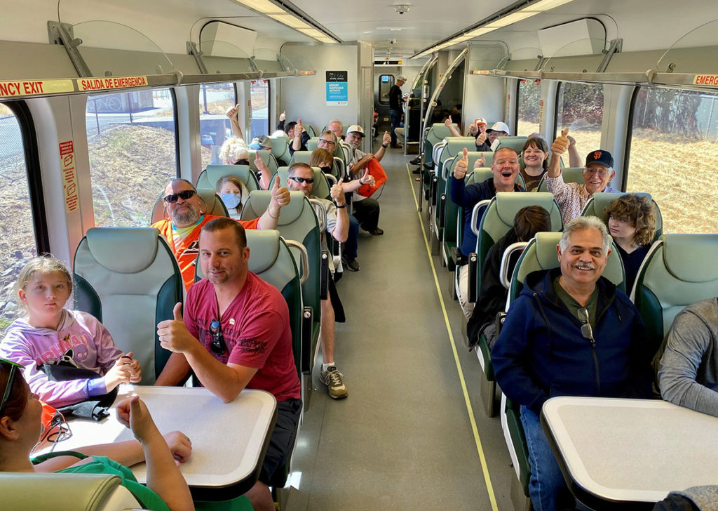 Happy rail passengers