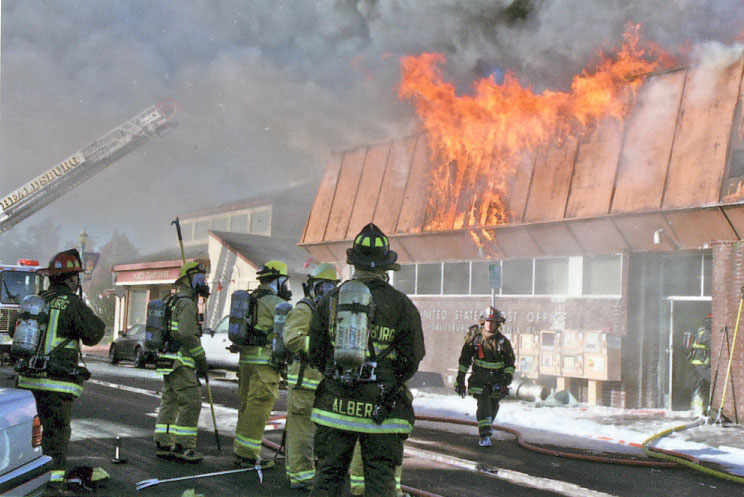 Post Office on fire