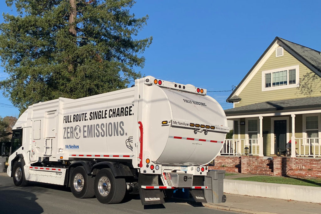 Garbage truck in Healdsburg