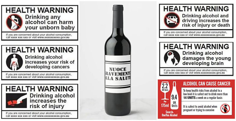 Wine warning labels