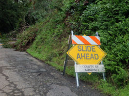 Road sign warning on North Fitch Mountain Road.