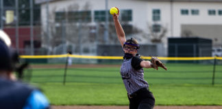 Pitcher Mia Halvorsen of the Healdsburg Greyhounds