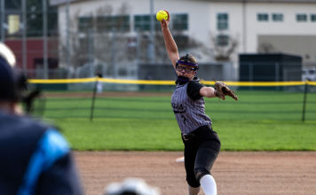 Pitcher Mia Halvorsen of the Healdsburg Greyhounds