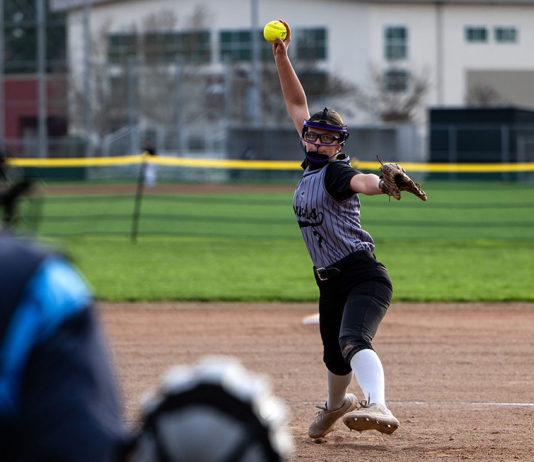 Pitcher Mia Halvorsen of the Healdsburg Greyhounds